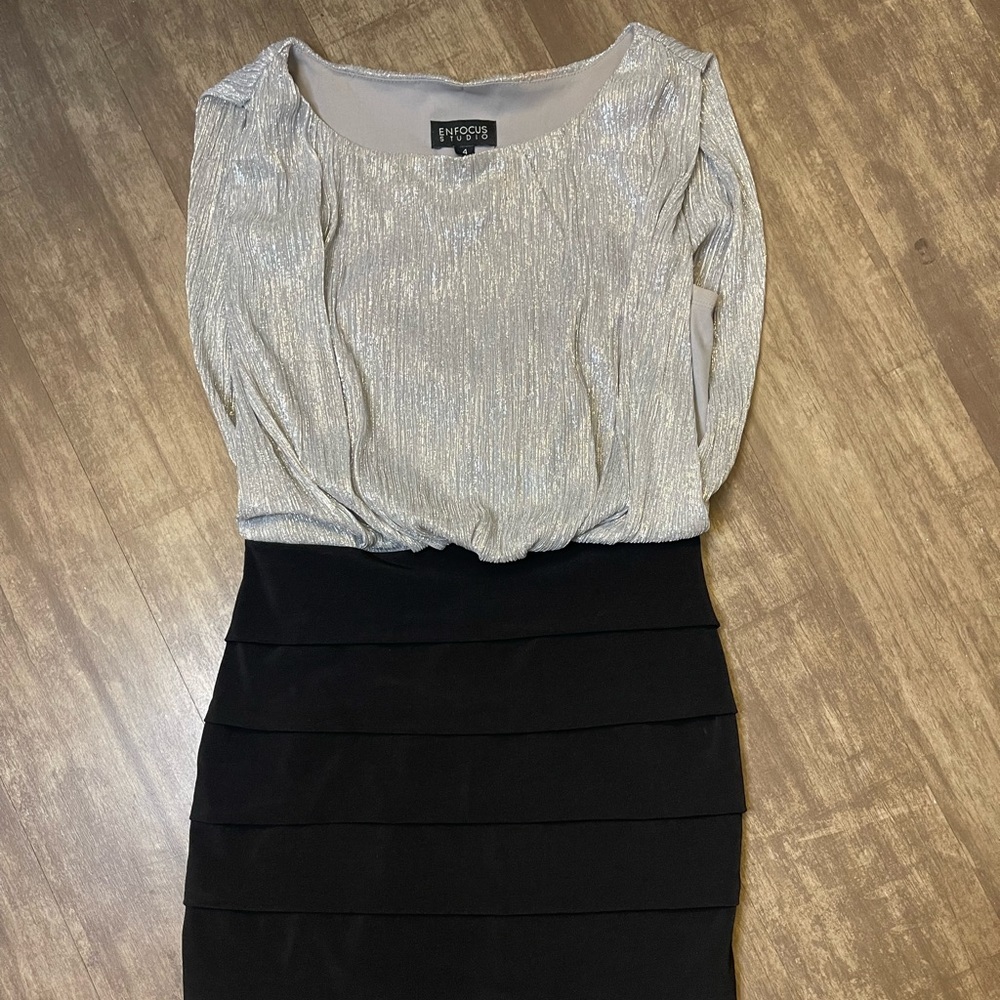 Silver sparkle and black dress